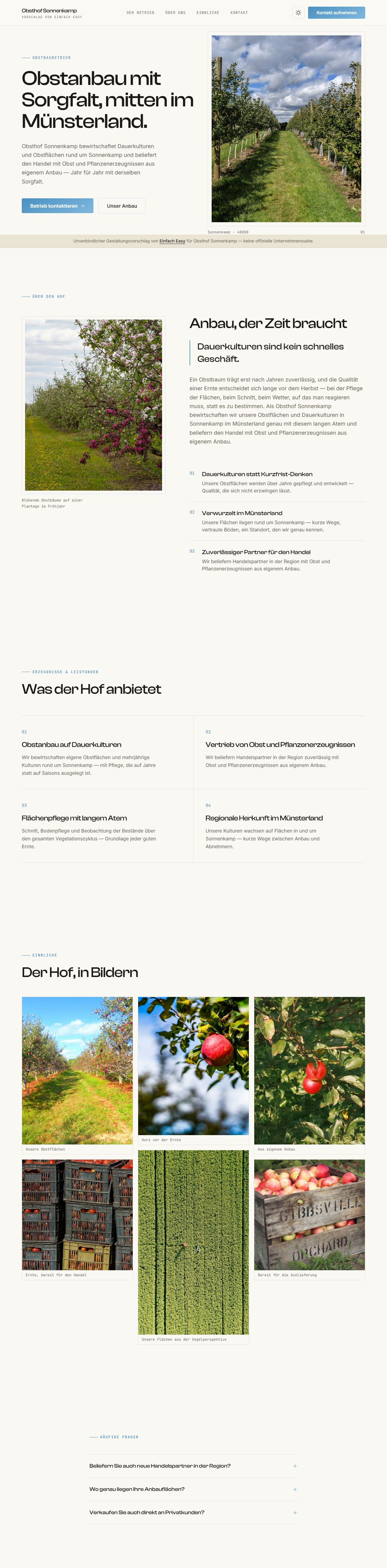 Gesamtansicht des Gestaltungsvorschlags: Obsthof